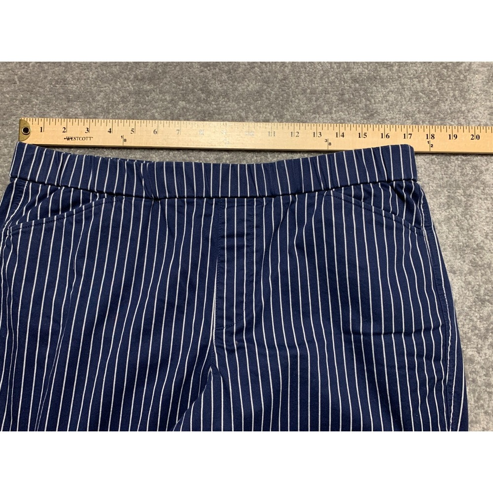 Lands' End‎ Ankle Pants Women Size 14 Navy Mid Rise Pull-On Pinstripe Stretch - Picture 11 of 12